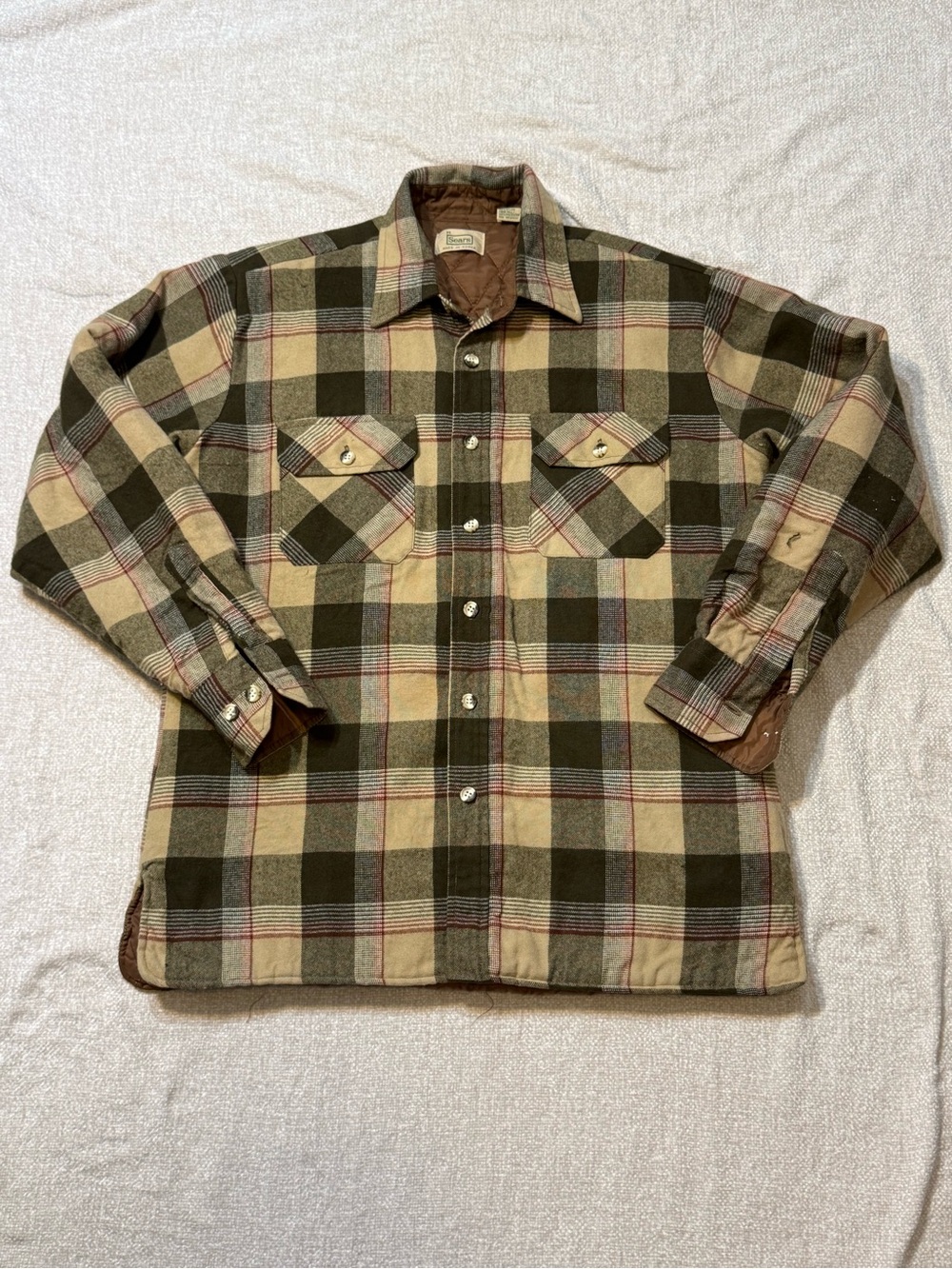 Sears Green & Tan Plaid Men's Shirt Jacket